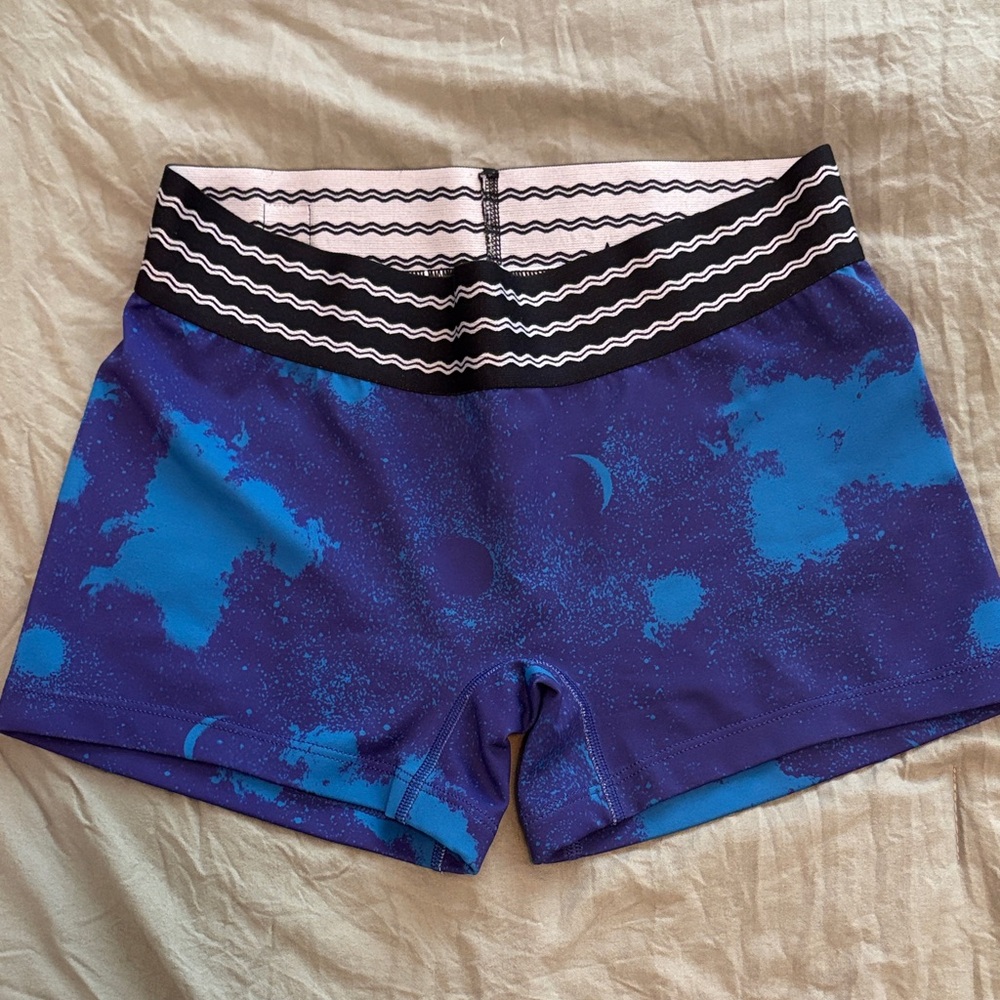 Jolyn Clothing Blue and Purple Patterned Shorts